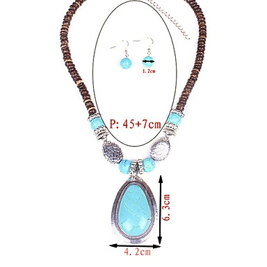 бирюзовый Европейский сплав женщин (ожерелья и серьги) комплект ювелирных изделий