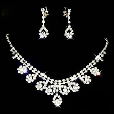 Свадебные Rhinestone Регулируемая Ожерелье и серьги комплект ювелирных изделий