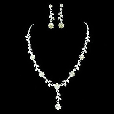 RS10007 цветок листья серебрение Rhinestone Ювелирные Set