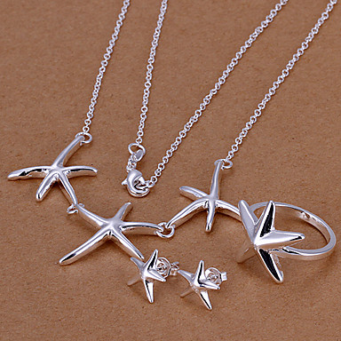 сладкий посеребренные (колье и серьги и кольцо) комплект ювелирных изделий (серебро)