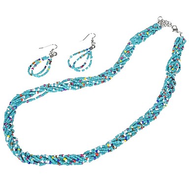 Необычные Богемия Multigem ожерелья шариков и серьги Подарочный набор (сине-зеленый)