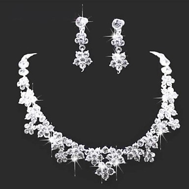 Свадебные украшения наборы Ожерелье Rhinestone тиары Цветочные клипсы уха