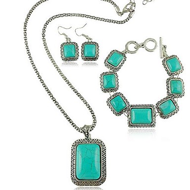 Европейский Стиль Сплав Бирюзовый серьги ожерелья & браслета комплект ювелирных изделий