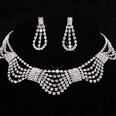 Свадьба Элегантный Rhinestone Crystal серьги и ожерелье комплект ювелирных изделий