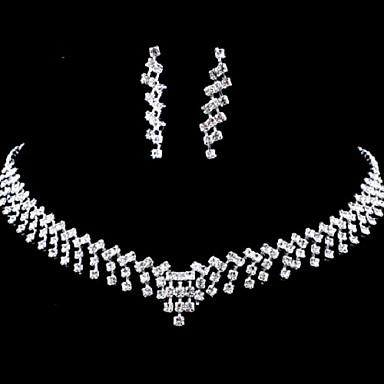 Свадьба Элегантный Rhinestone Crystal серьги и ожерелье комплект ювелирных изделий