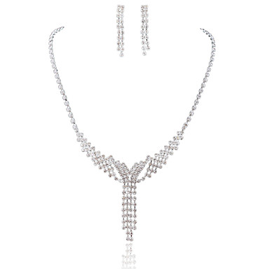 Свадьба Элегантный Rhinestone Crystal серьги и ожерелье комплект ювелирных изделий