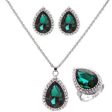 Мода Серебряный позолоченный (ожерелье и серьги и кольцо) Gemstone ювелирные изделия Set (серебро)