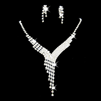 Свадебные Rhinestone Регулируемая Ожерелье и серьги комплект ювелирных изделий
