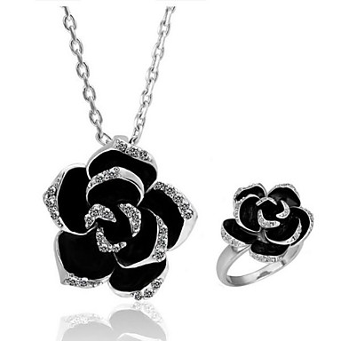 Мода Черная роза оловянного сплава платина покрыли комплект ювелирных изделий