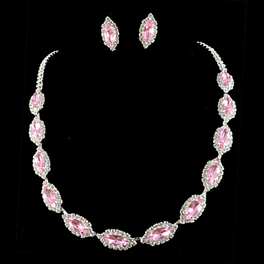 Изысканные свадебные Rhinestone овальные серьги и регулируемый комплект ювелирных изделий ожерелья