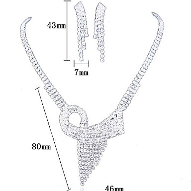 Свадьба Элегантный Rhinestone Crystal серьги и ожерелье комплект ювелирных изделий