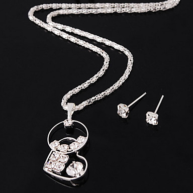 Свадьба Элегантный Rhinestone сердца Crystal серьги и ожерелье комплект ювелирных изделий