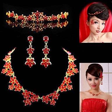 Свадебные украшения наборы Ожерелье Rhinestone тиары Цветочные клипсы уха