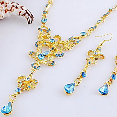 Свадьба Элегантный Rhinestone Crystal серьги и ожерелье комплект ювелирных изделий