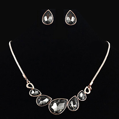Горный хрусталь вода падения ShapeEarrings & Ожерелье Комплект ювелирных изделий (случайный цвет)