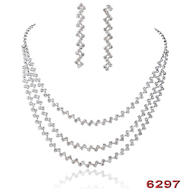 Свадьба Элегантный Rhinestone Crystal серьги и ожерелье комплект ювелирных изделий