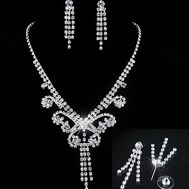 Свадьба Элегантный Rhinestone Crystal серьги и ожерелье комплект ювелирных изделий