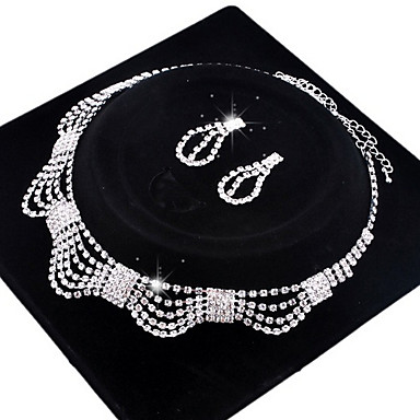 Свадьба Элегантный Rhinestone Crystal серьги и ожерелье комплект ювелирных изделий