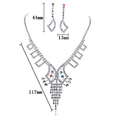 Свадьба Элегантный Rhinestone Crystal серьги и ожерелье комплект ювелирных изделий