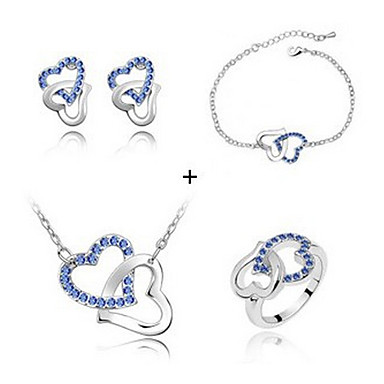 Двухместный Серьги Сердца & Set ожерелье ювелирных изделий
