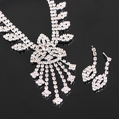 Свадьба Элегантный Rhinestone Crystal серьги и ожерелье комплект ювелирных изделий