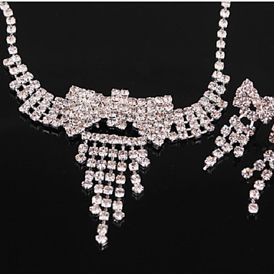 Свадьба Элегантный Rhinestone Crystal серьги и ожерелье комплект ювелирных изделий