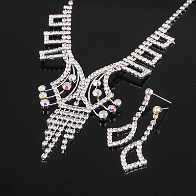 Свадьба Элегантный Rhinestone Crystal серьги и ожерелье комплект ювелирных изделий