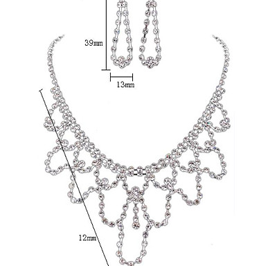 Свадьба Элегантный Rhinestone Crystal серьги и ожерелье комплект ювелирных изделий