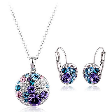 Мода Platinum покрытием синие кристаллы (Включает ожерелье и серьги) Jewrlry Set