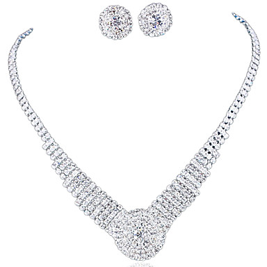Свадьба Элегантный Rhinestone Crystal серьги и ожерелье комплект ювелирных изделий