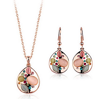 Мода 18K позолоченный Multi-Color Кристалл и Опал (Включает ожерелье и серьги) Набор ювелирных изделий