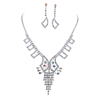 Свадьба Элегантный Rhinestone Crystal серьги и ожерелье комплект ювелирных изделий