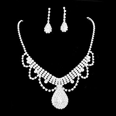 Свадебные Rhinestone Регулируемая Ожерелье и серьги комплект ювелирных изделий