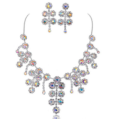 Свадьба Элегантный Rhinestone Crystal серьги и ожерелье комплект ювелирных изделий