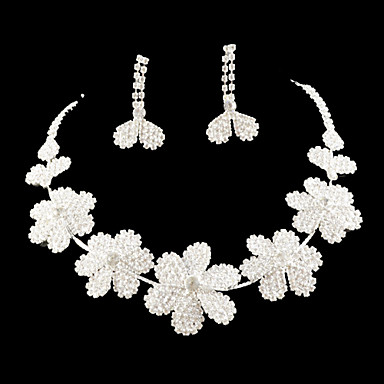 Свадебные Rhinestone Цветочный Регулируемая Ожерелье и серьги комплект ювелирных изделий