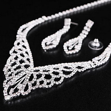 Свадьба Элегантный Rhinestone Crystal серьги и ожерелье комплект ювелирных изделий