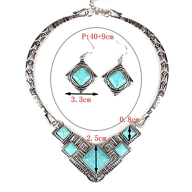 Непал сплава бирюзовый женщин (ожерелья и серьги) комплект ювелирных изделий