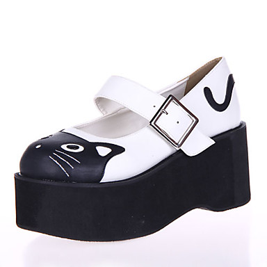 ручная черная кошка Кожа  8 см платформа сладкий обуви Лолита