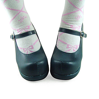 Черный кожаный 4.5cm Высокий каблук школы Лолита обувь