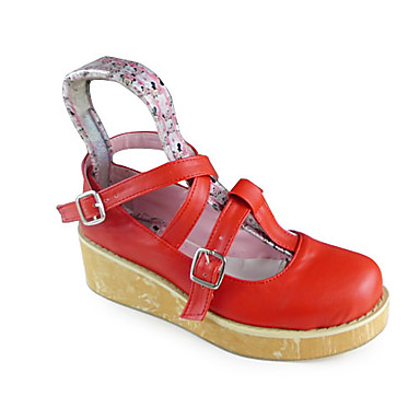 Ручная милый красный искусственная кожа 6 см Клин Сладкий Обувь Лолита