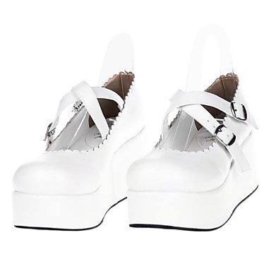 Зубчатые отделка искусственная кожа 6 см Клин Классическая Лолита Обувь с перевязью