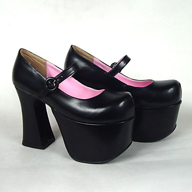 черная искусственная кожа 12.5cm высокий каблук классических Лолита обувь