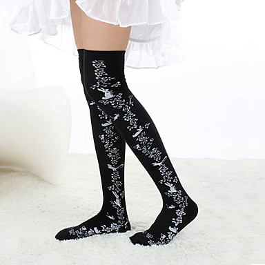 Маленькая Cutie Черный и белый хлопок Готическая Лолита чулки (2 цвета)