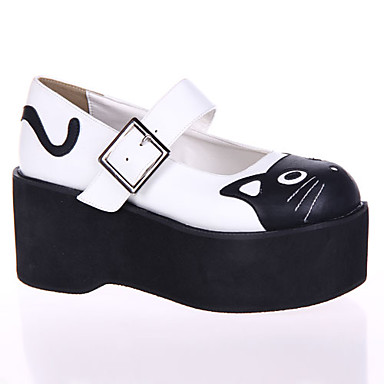 ручная черная кошка Кожа  8 см платформа сладкий обуви Лолита