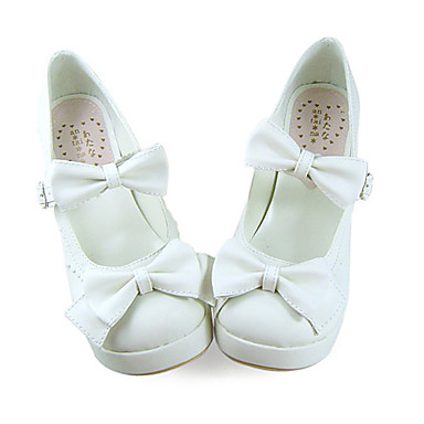 Handmade re White Элегантный кожаный 7.5cm Высокий каблук принцессы Лолита обувь