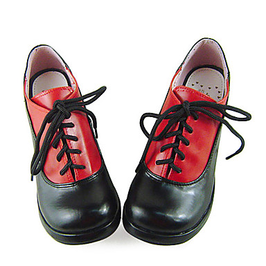 Handmade черный и красный кожаный 4.5cm Высокий каблук Благородный Академия Школа Лолита обувь