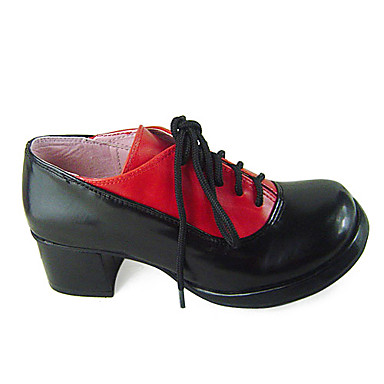 Handmade черный и красный кожаный 4.5cm Высокий каблук Благородный Академия Школа Лолита обувь