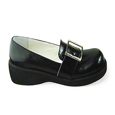 Handmade Черный кожаный 5cm Wedge Опрятный Посмотрите школы Лолита обувь