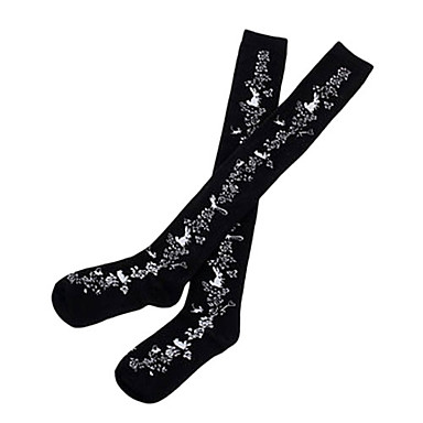 Маленькая Cutie Черный и белый хлопок Готическая Лолита чулки (2 цвета)