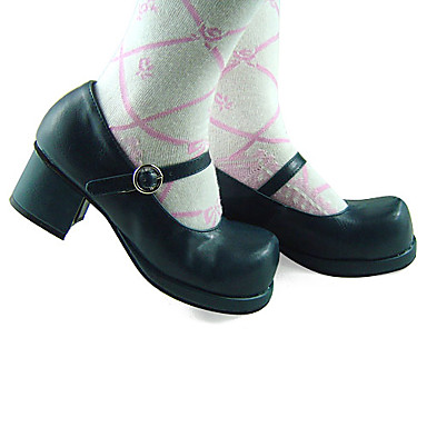 Черный кожаный 4.5cm Высокий каблук школы Лолита обувь